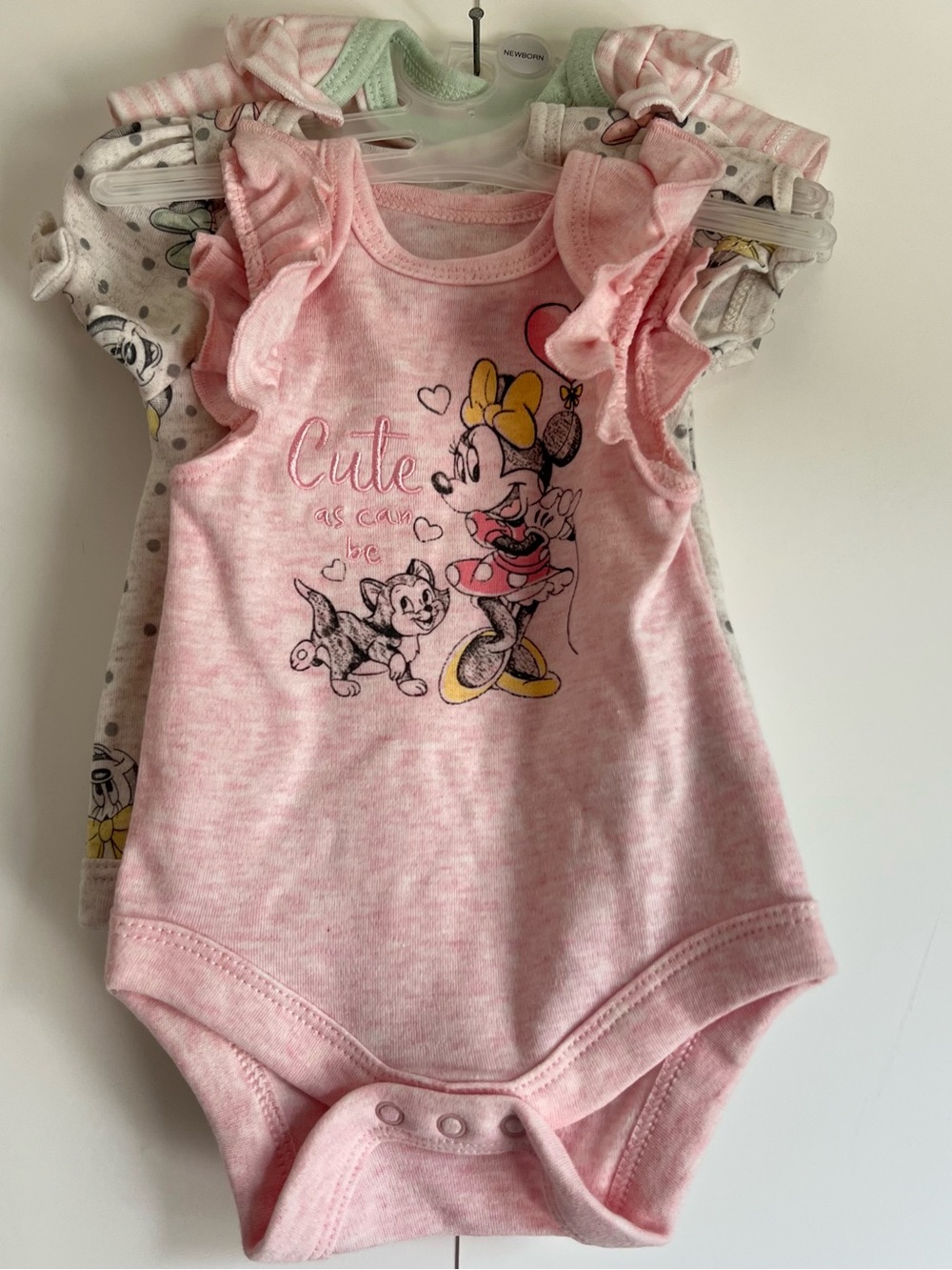 Disney Baby Minnie Mouse Newborn Bodysuit Set & Matching Mittens
